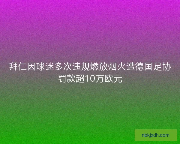 拜仁因球迷多次违规燃放烟火遭德国足协罚款超10万欧元